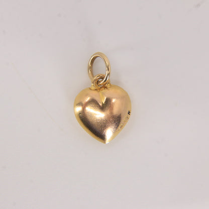 Vintage 9ct Yellow Gold Floral Engraved Heart Hollow Love Themed Charm Pendant