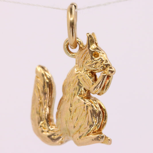 Vintage 9ct Hallmarked Gold Eating Squirrel Charm Pendant Woodland Animal Gift