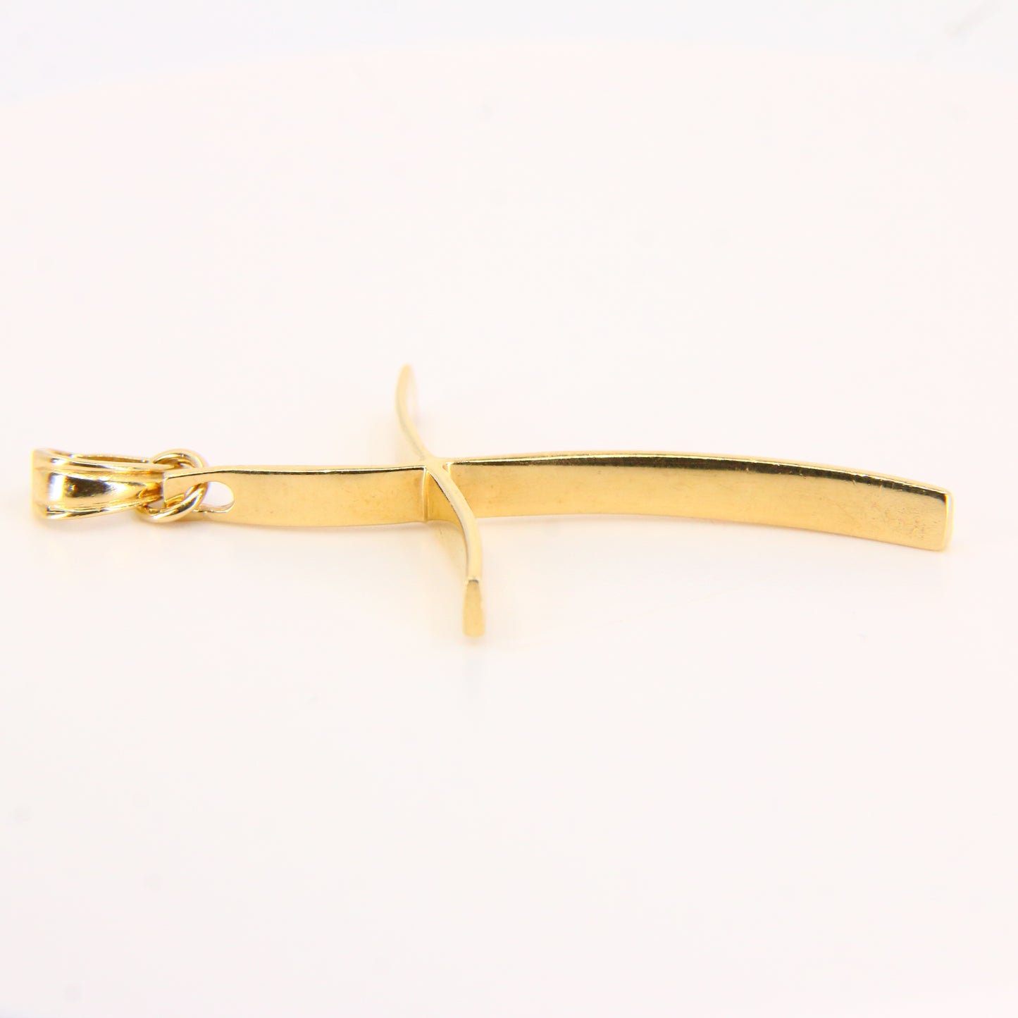 Vintage 14K Gold Modern Contemporary Art Wavey Cross Pendant Yellow Gold Charm