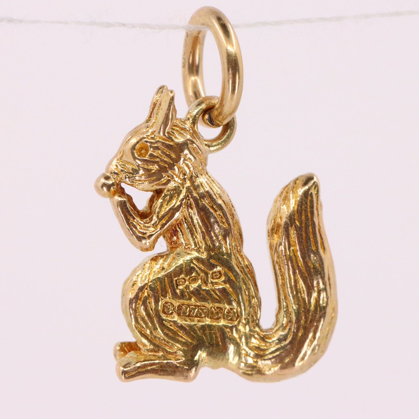 Vintage 9ct Hallmarked Gold Eating Squirrel Charm Pendant Woodland Animal Gift