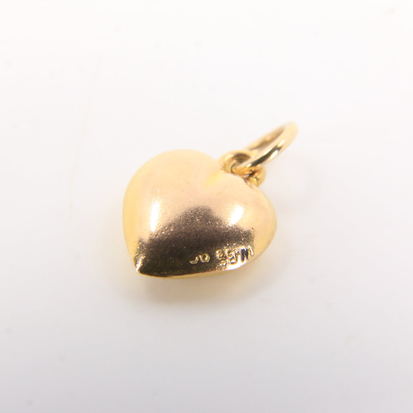 Vintage 9ct Yellow Gold Floral Engraved Heart Hollow Love Themed Charm Pendant