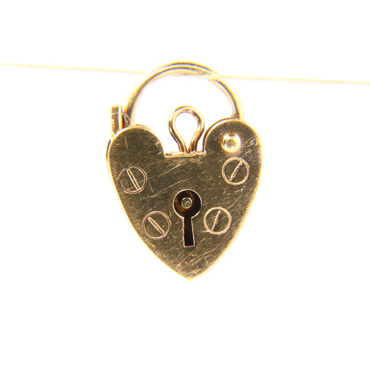 Vintage 9ct Gold Heart Lock Charm – Hallmarked Yellow Gold
