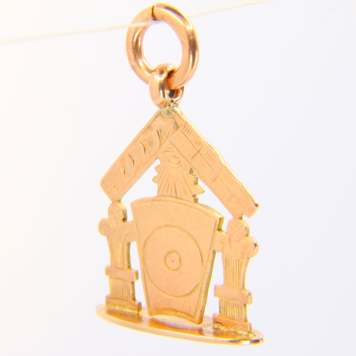 Antique 9 Carat Rose Gold Masonic Watch Chain Mason Fob Pendant Medal Hallmarked