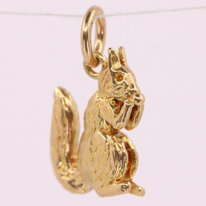 Vintage 9ct Hallmarked Gold Eating Squirrel Charm Pendant Woodland Animal Gift