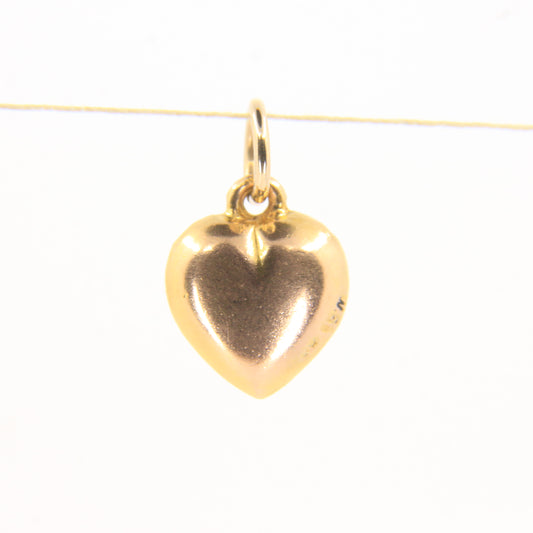 Vintage 9ct Yellow Gold Floral Engraved Heart Hollow Love Themed Charm Pendant