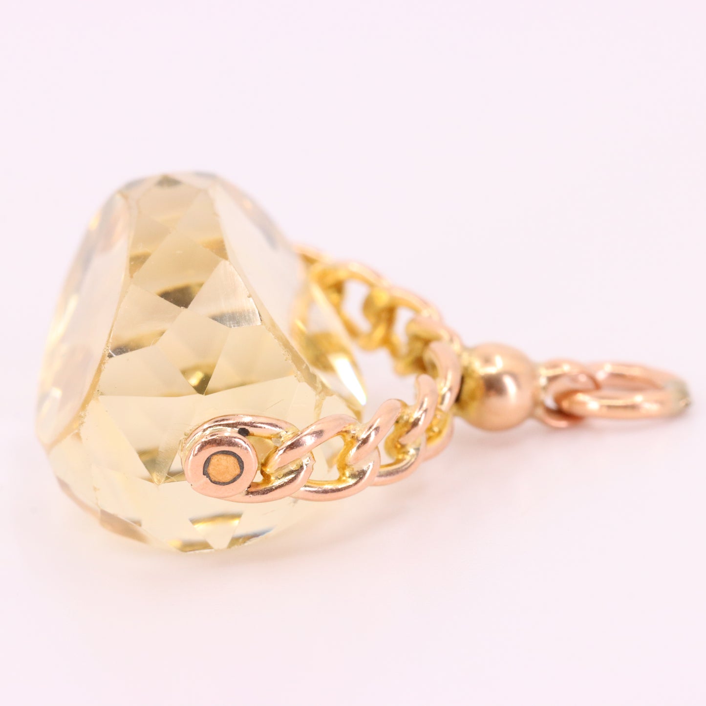 Antique 9ct Hallmarked  Yellow Gold Citrine Spinner Fob Pendant Charm Gift