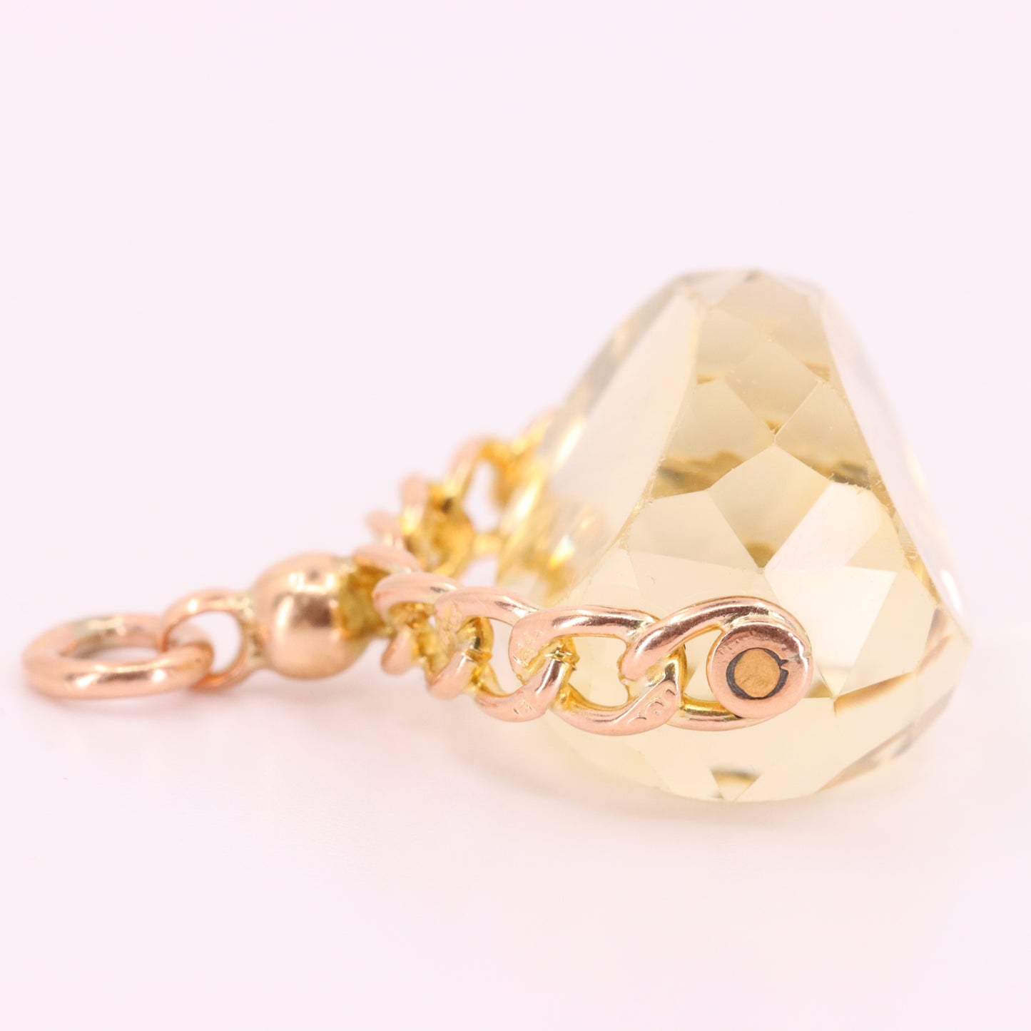 Antique 9ct Hallmarked  Yellow Gold Citrine Spinner Fob Pendant Charm Gift