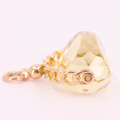 Antique 9ct Hallmarked  Yellow Gold Citrine Spinner Fob Pendant Charm Gift