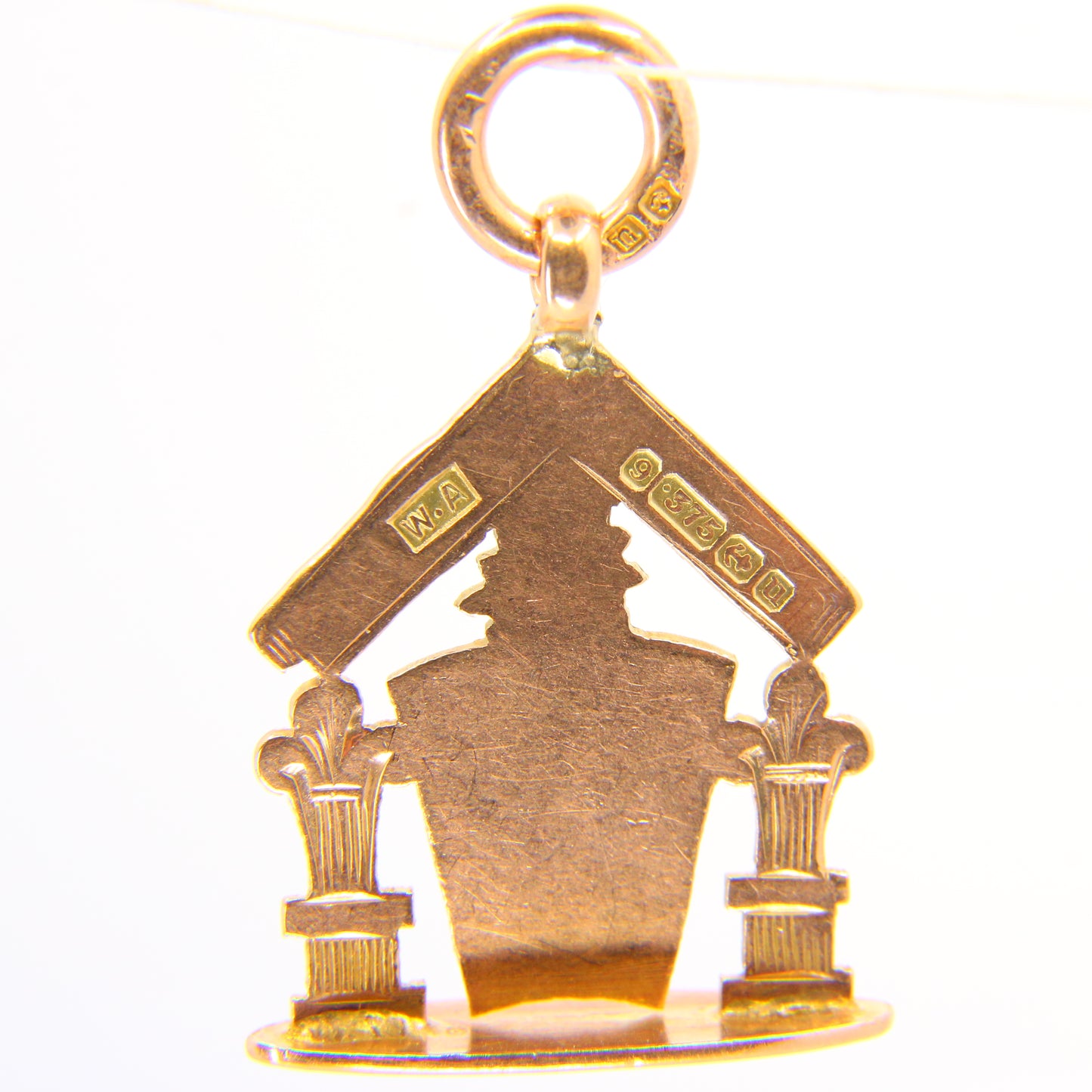 Antique 9 Carat Rose Gold Masonic Watch Chain Mason Fob Pendant Medal Hallmarked