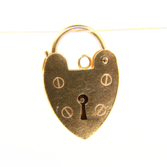Vintage 9ct Gold Heart Padlock Charm – Double Hallmarked Yellow Gold