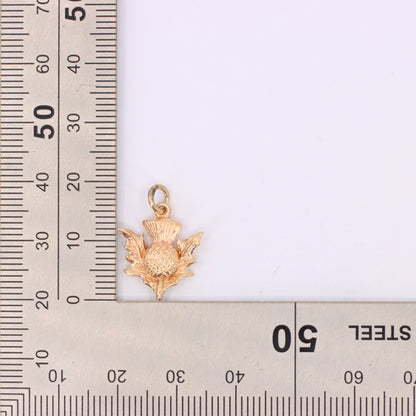 Vintage 9ct Hallmarked Gold Flower Of Scotland Thistle Charm Scottish Pendant
