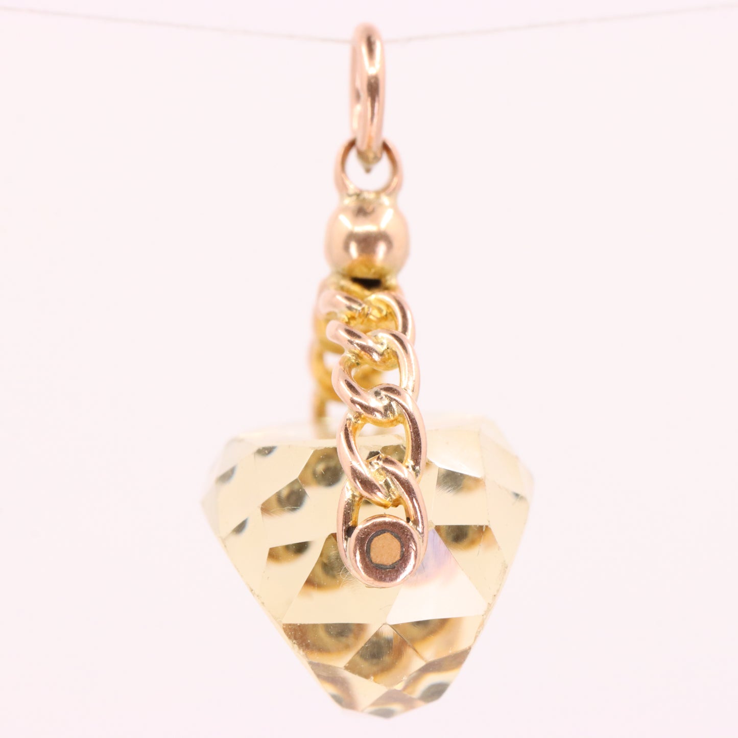 Antique 9ct Hallmarked  Yellow Gold Citrine Spinner Fob Pendant Charm Gift