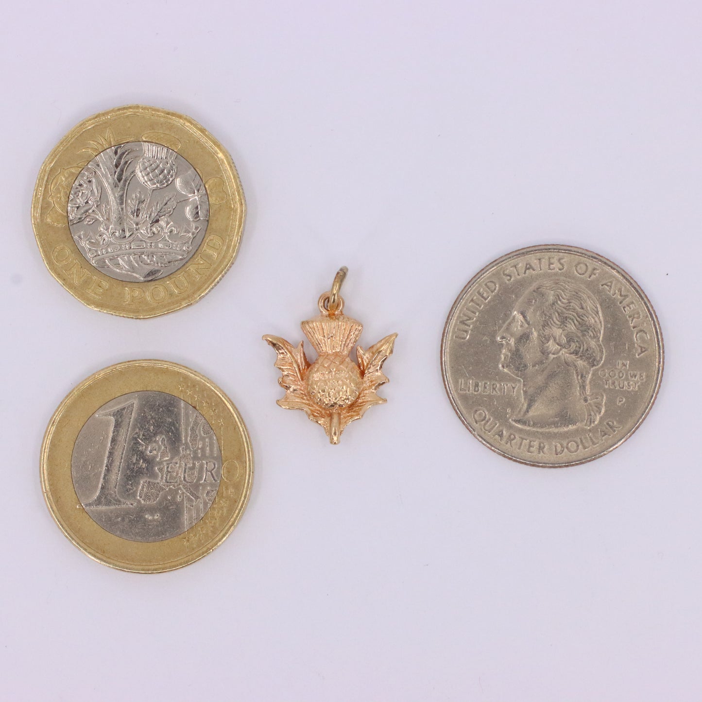 Vintage 9ct Hallmarked Gold Flower Of Scotland Thistle Charm Scottish Pendant