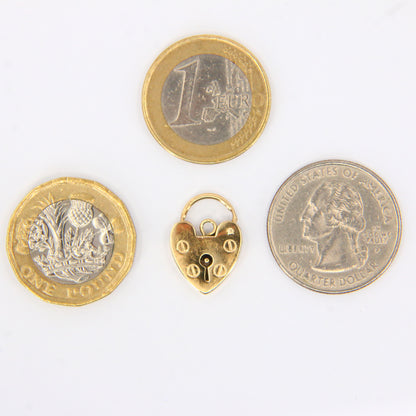 Vintage 9ct Gold Heart Padlock Charm – Hallmarked Solid Gold Gift