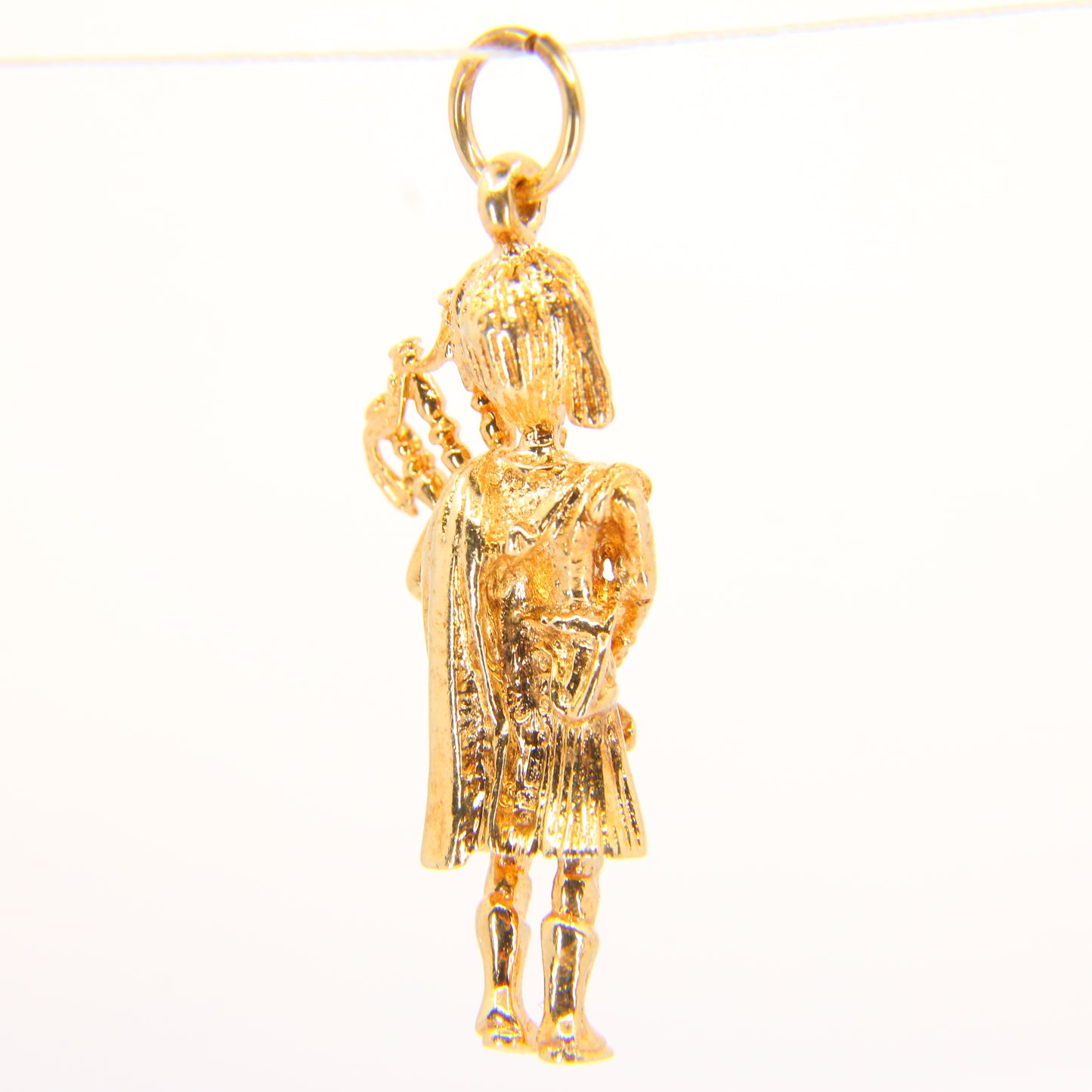 Vintage 9ct Scottish Bagpiper Charm Pendant Bag Pipes Hallmarked Scotland Gold