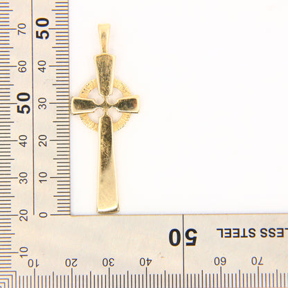 Vintage 9ct Gold Celtic Gold Cross Pendant Hallmarked Yellow Gold Charm Traditional Cross