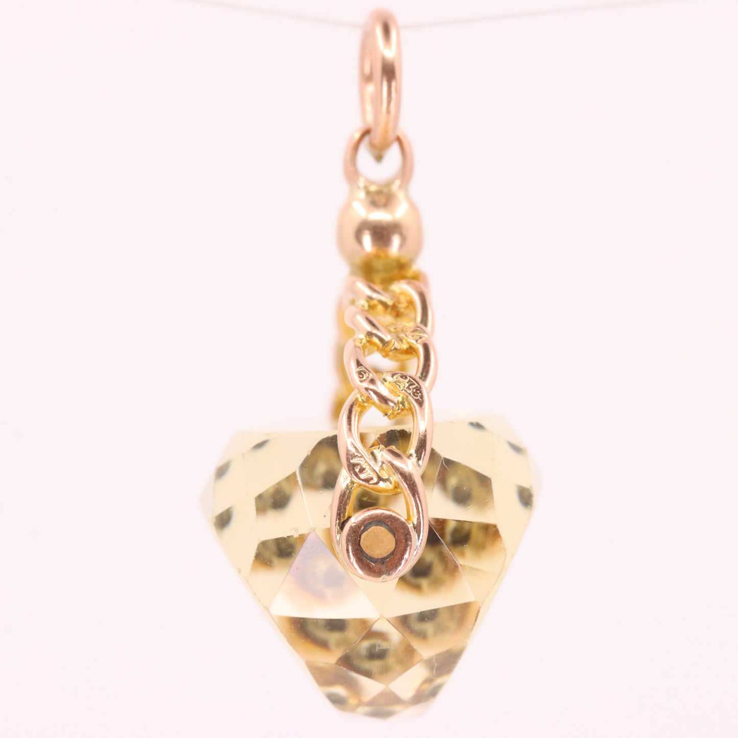 Antique 9ct Hallmarked  Yellow Gold Citrine Spinner Fob Pendant Charm Gift