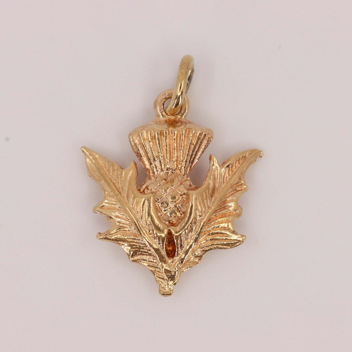 Vintage 9ct Hallmarked Gold Flower Of Scotland Thistle Charm Scottish Pendant