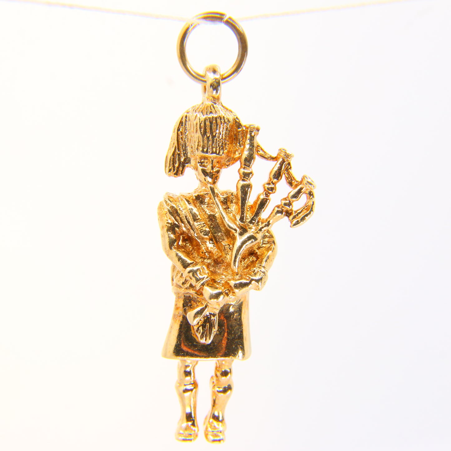 Vintage 9ct Scottish Bagpiper Charm Pendant Bag Pipes Hallmarked Scotland Gold