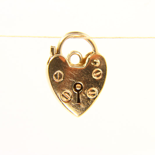 Vintage 9ct Gold Heart Padlock Charm – Hallmarked Solid Gold Gift