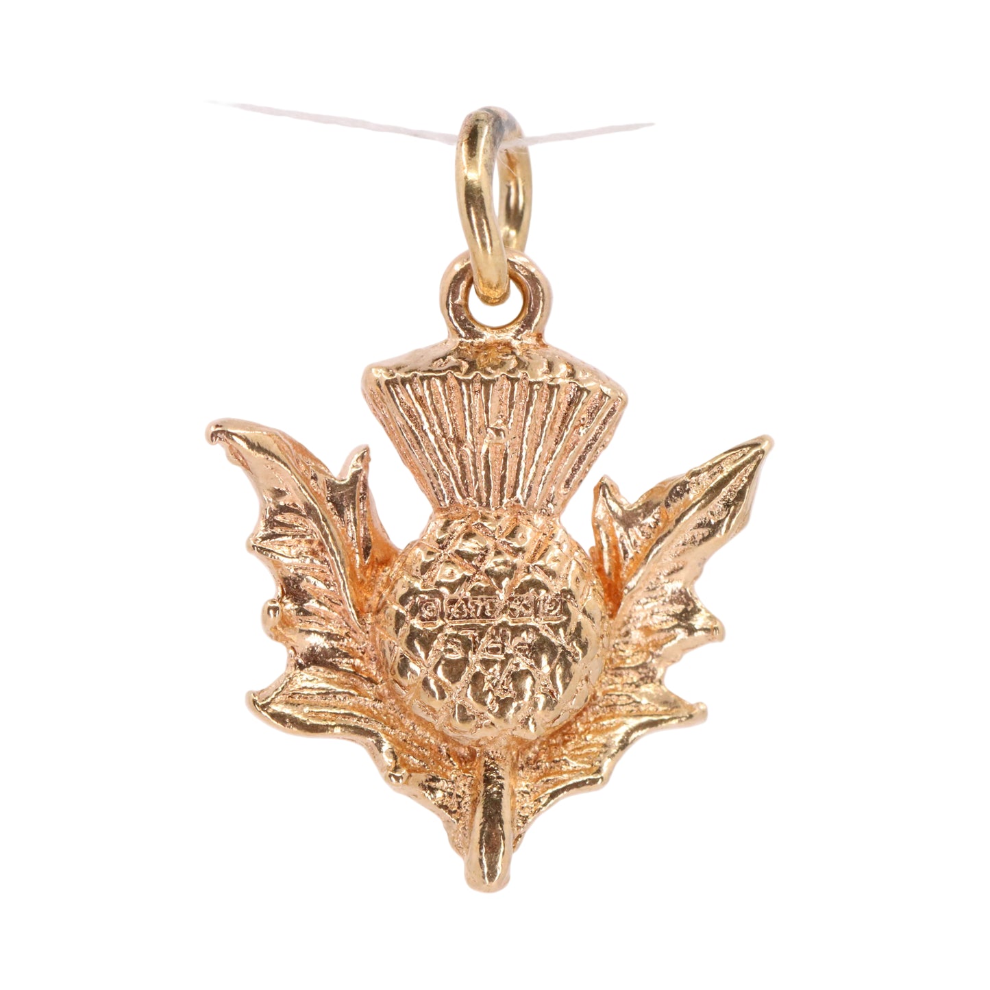 Vintage 9ct Hallmarked Gold Flower Of Scotland Thistle Charm Scottish Pendant