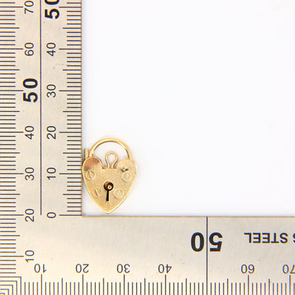 Vintage 9ct Gold Heart Padlock Charm – Hallmarked Solid Gold Gift