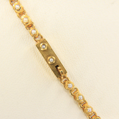 Antique 15ct Yellow Gold Seed Pearl Pendant Necklace With Earrings Jewellery Set