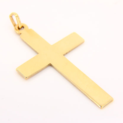 Vintage 9ct Gold Engraved Detailed Front Cross Pendant Hallmarked Yellow Gold