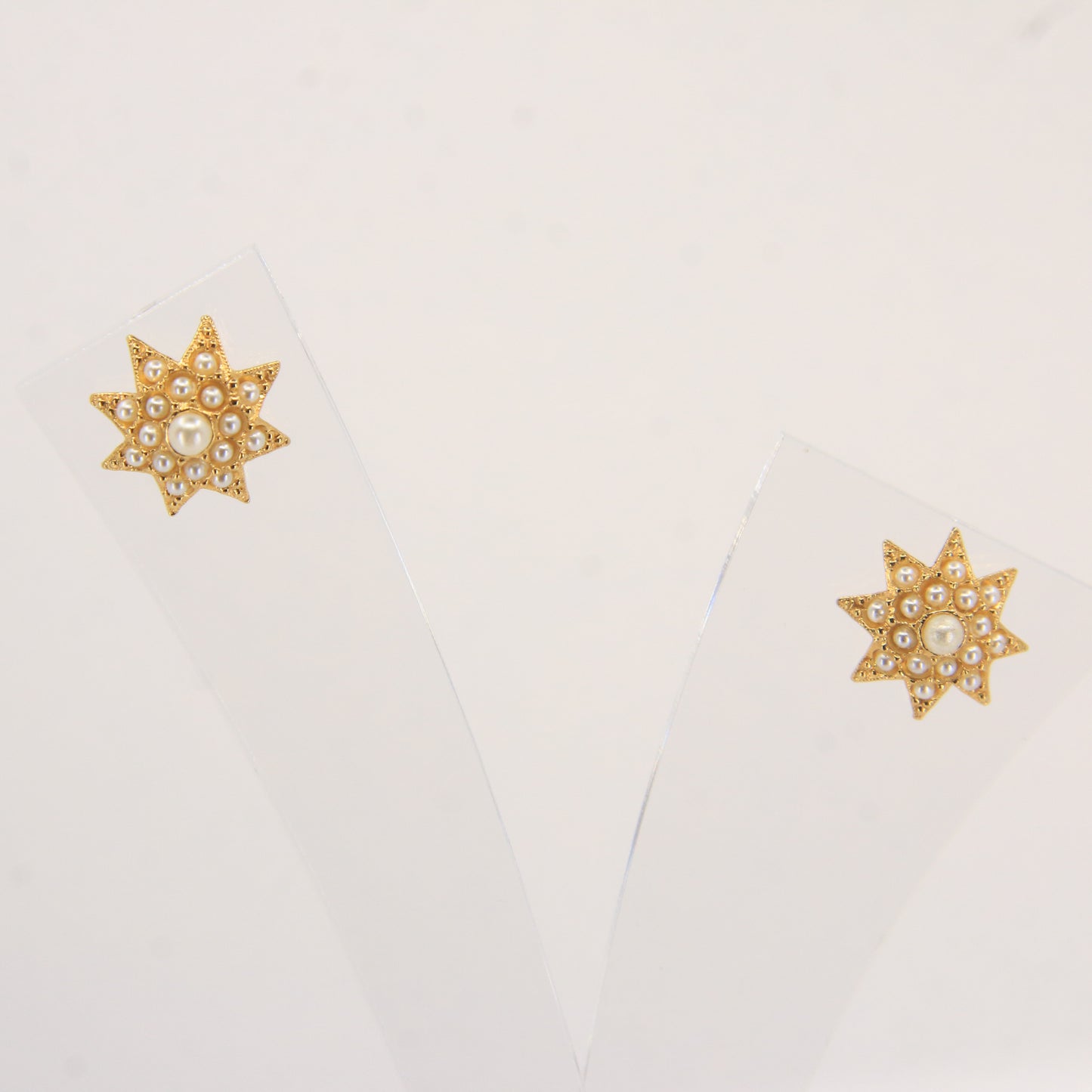 Antique 15ct Yellow Gold Seed Pearl Pendant Necklace With Earrings Jewellery Set