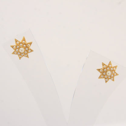 Antique 15ct Yellow Gold Seed Pearl Pendant Necklace With Earrings Jewellery Set