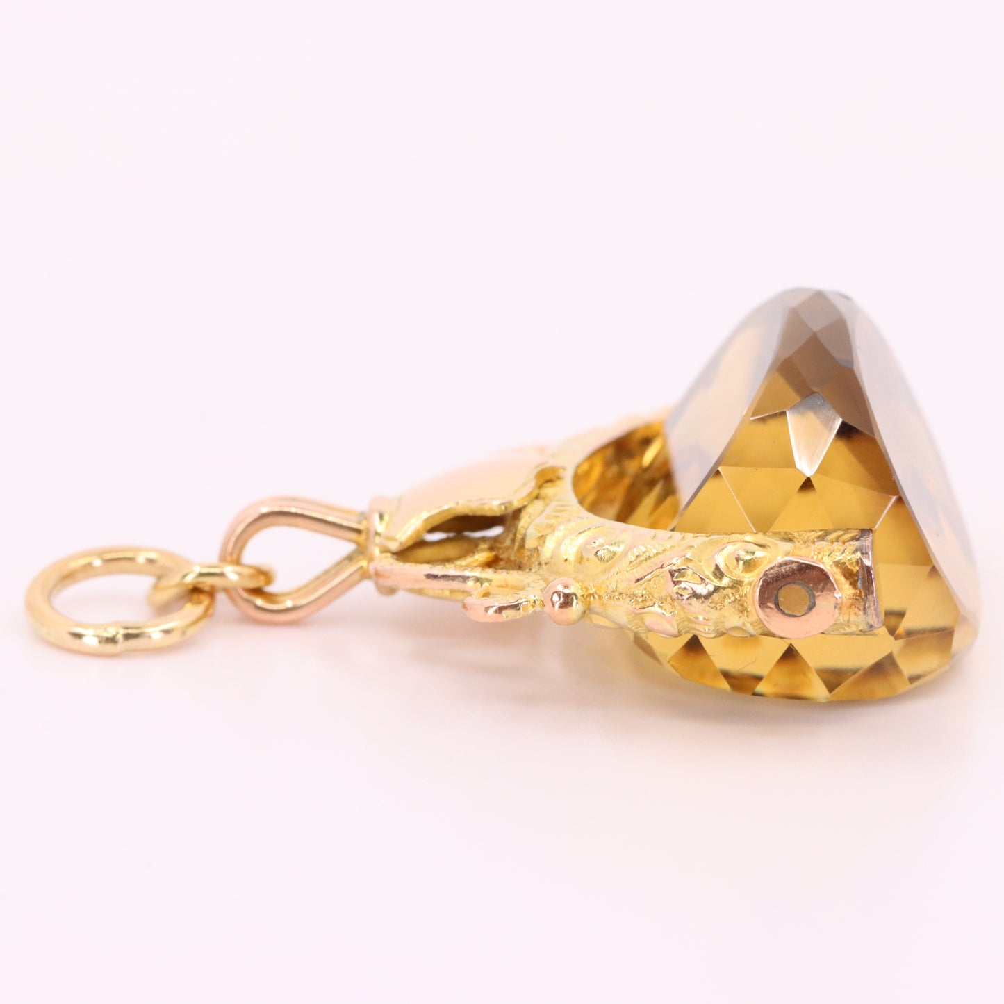 Antique 9ct Hallmarked Yellow Gold Citrine Spinner Fob Pendant Charm Gift