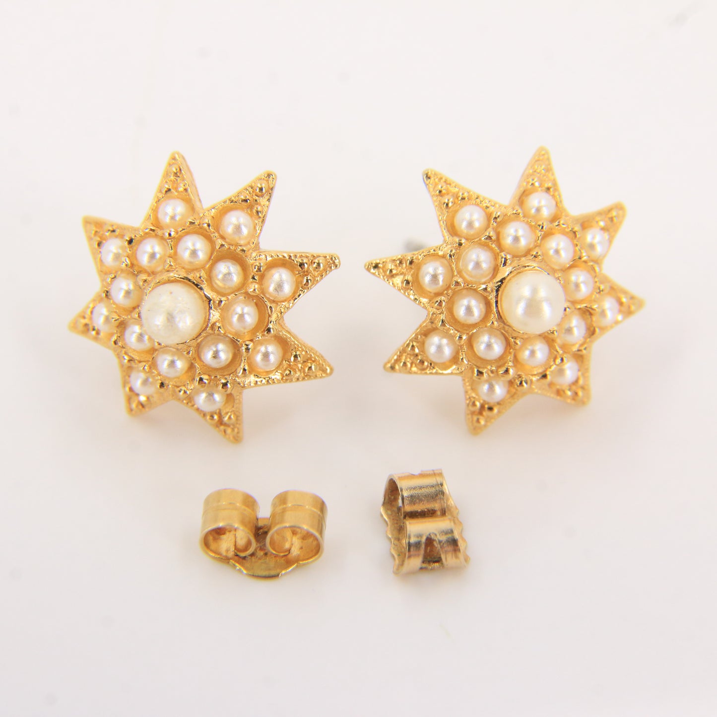 Antique 15ct Yellow Gold Seed Pearl Pendant Necklace With Earrings Jewellery Set