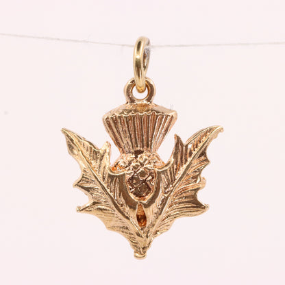 Vintage 9ct Hallmarked Gold Flower Of Scotland Thistle Charm Scottish Pendant