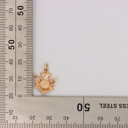 Vintage 9ct Hallmarked Gold Flower Of Scotland Thistle Charm Scottish Pendant