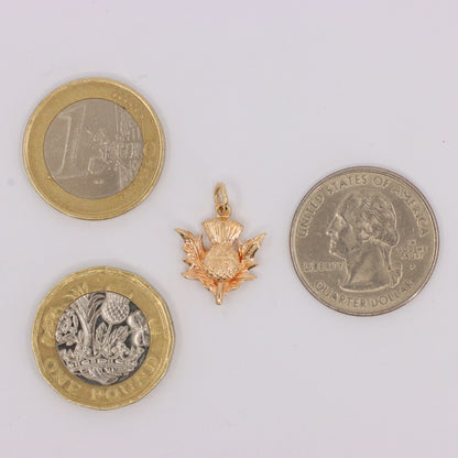 Vintage 9ct Hallmarked Gold Flower Of Scotland Thistle Charm Scottish Pendant