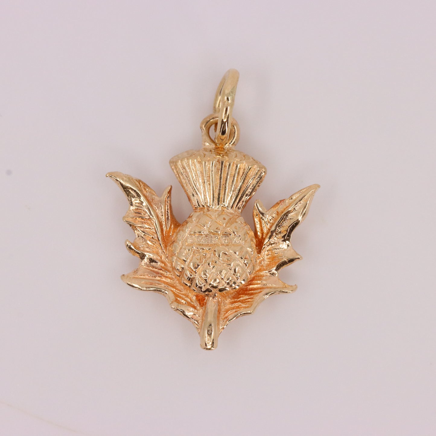 Vintage 9ct Hallmarked Gold Flower Of Scotland Thistle Charm Scottish Pendant