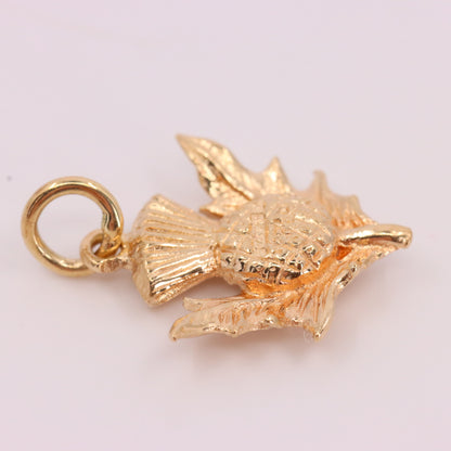 Vintage 9ct Hallmarked Gold Flower Of Scotland Thistle Charm Scottish Pendant
