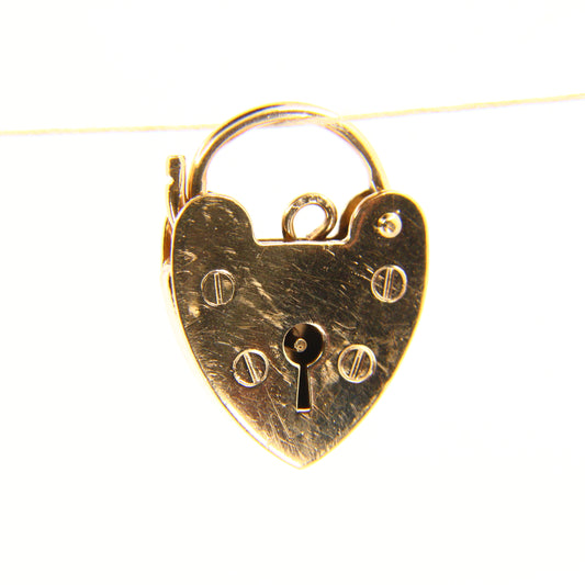 Vintage 9ct Gold Heart Padlock Charm – Hallmarked Solid Gold Gift