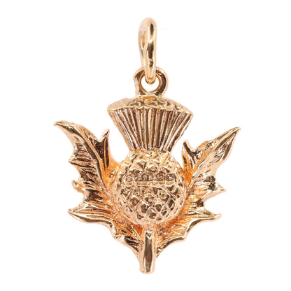 Vintage 9ct Hallmarked Gold Flower Of Scotland Thistle Charm Scottish Pendant