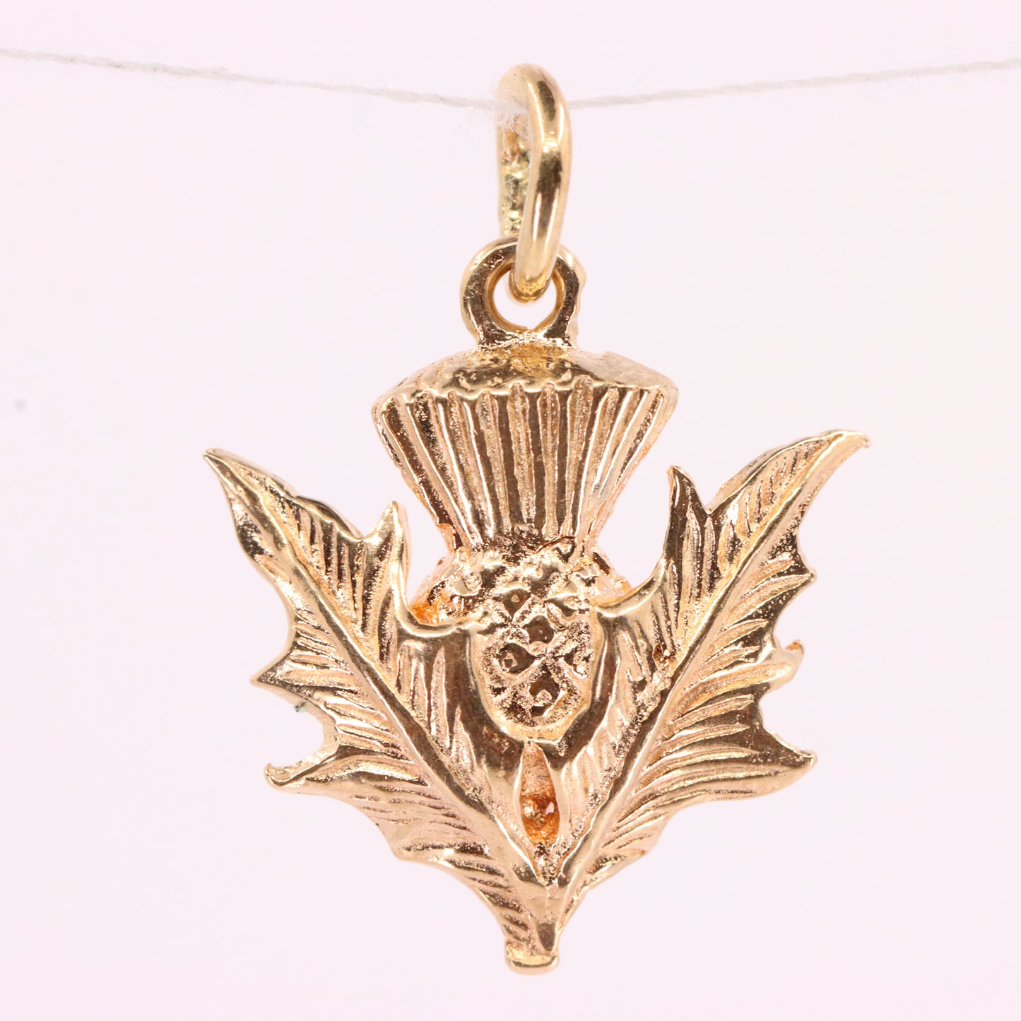 Vintage 9ct Hallmarked Gold Flower Of Scotland Thistle Charm Scottish Pendant