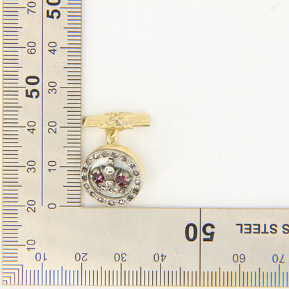 Antique Russian 14ct Gold Platinum Ruby Diamond Crown Cufflinks Boxed Gift