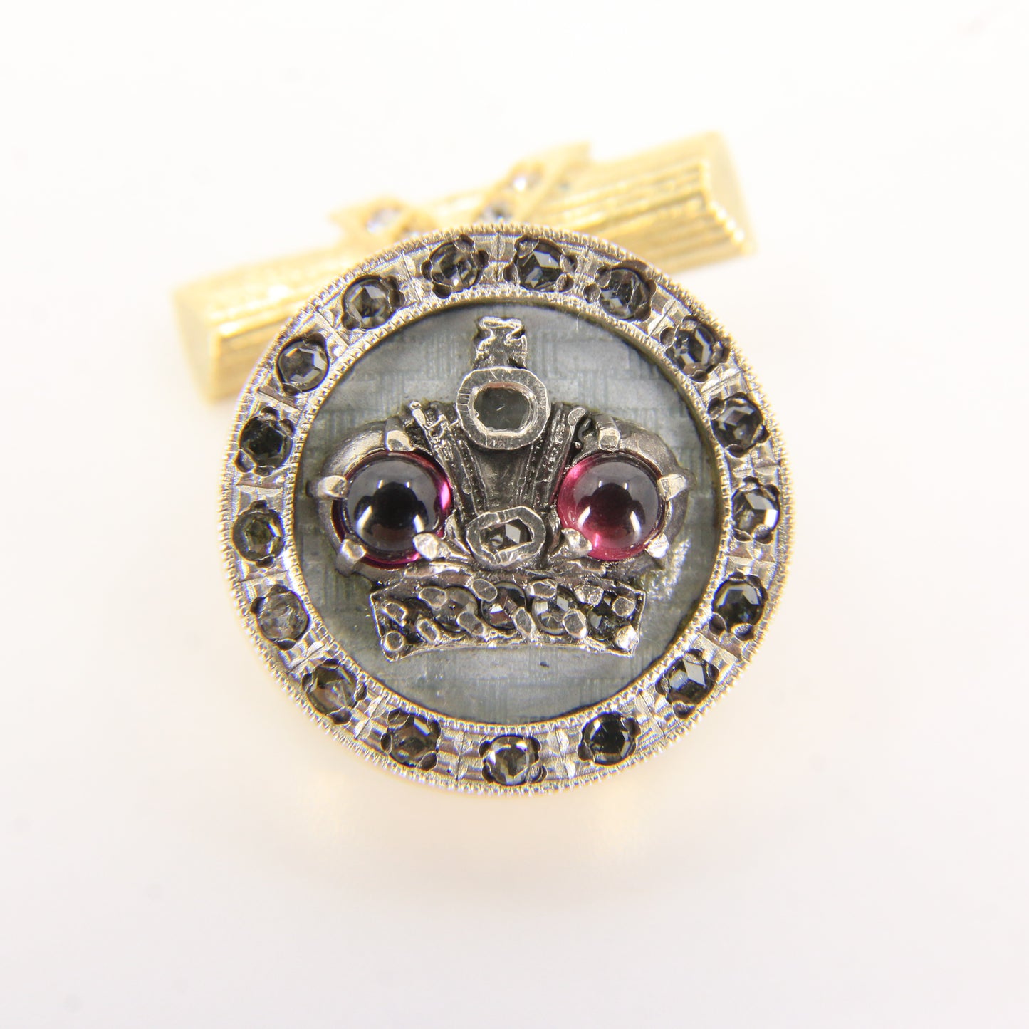 Antique Russian 14ct Gold Platinum Ruby Diamond Crown Cufflinks Boxed Gift
