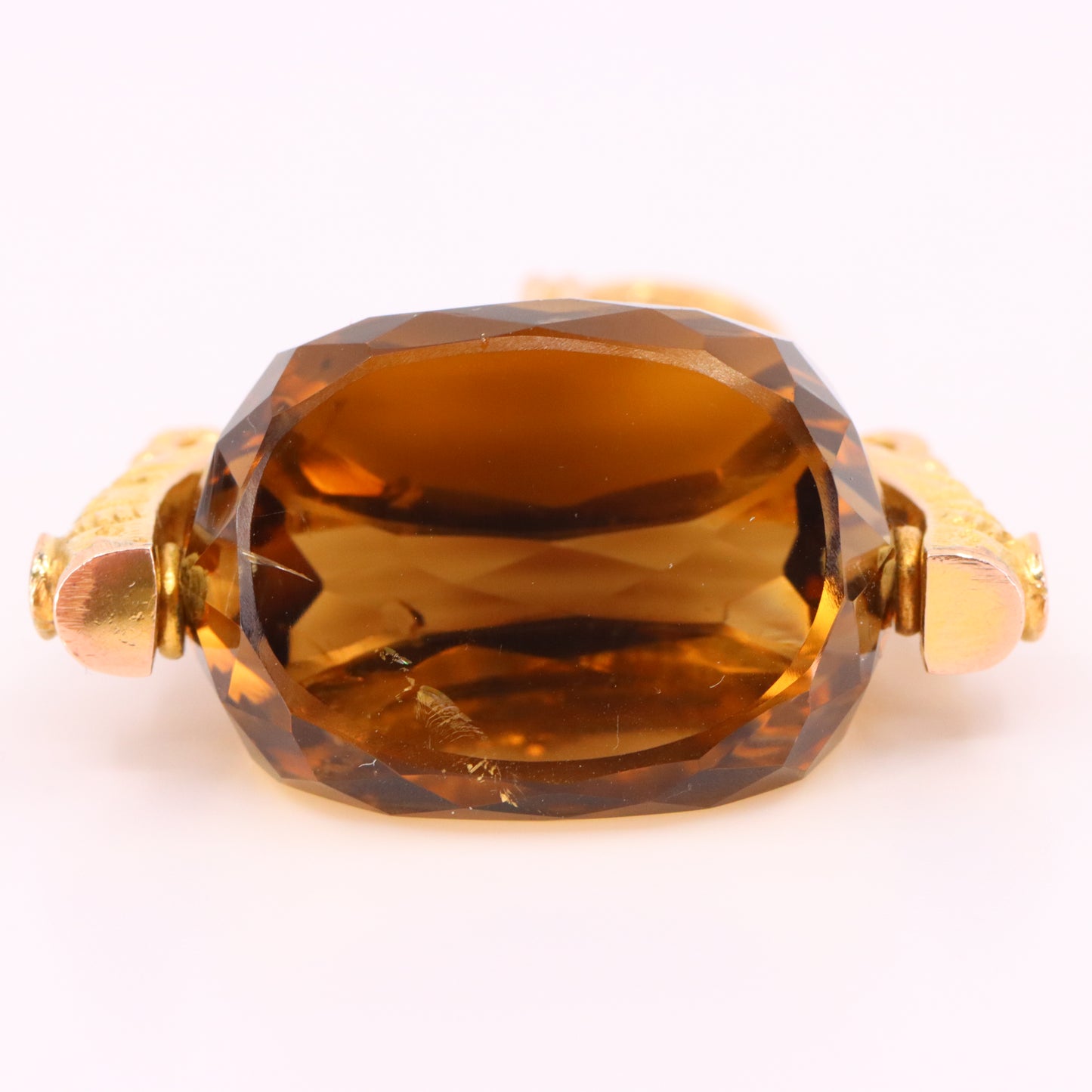 Antique 9ct Hallmarked Yellow Gold Citrine Spinner Fob Pendant Charm Gift