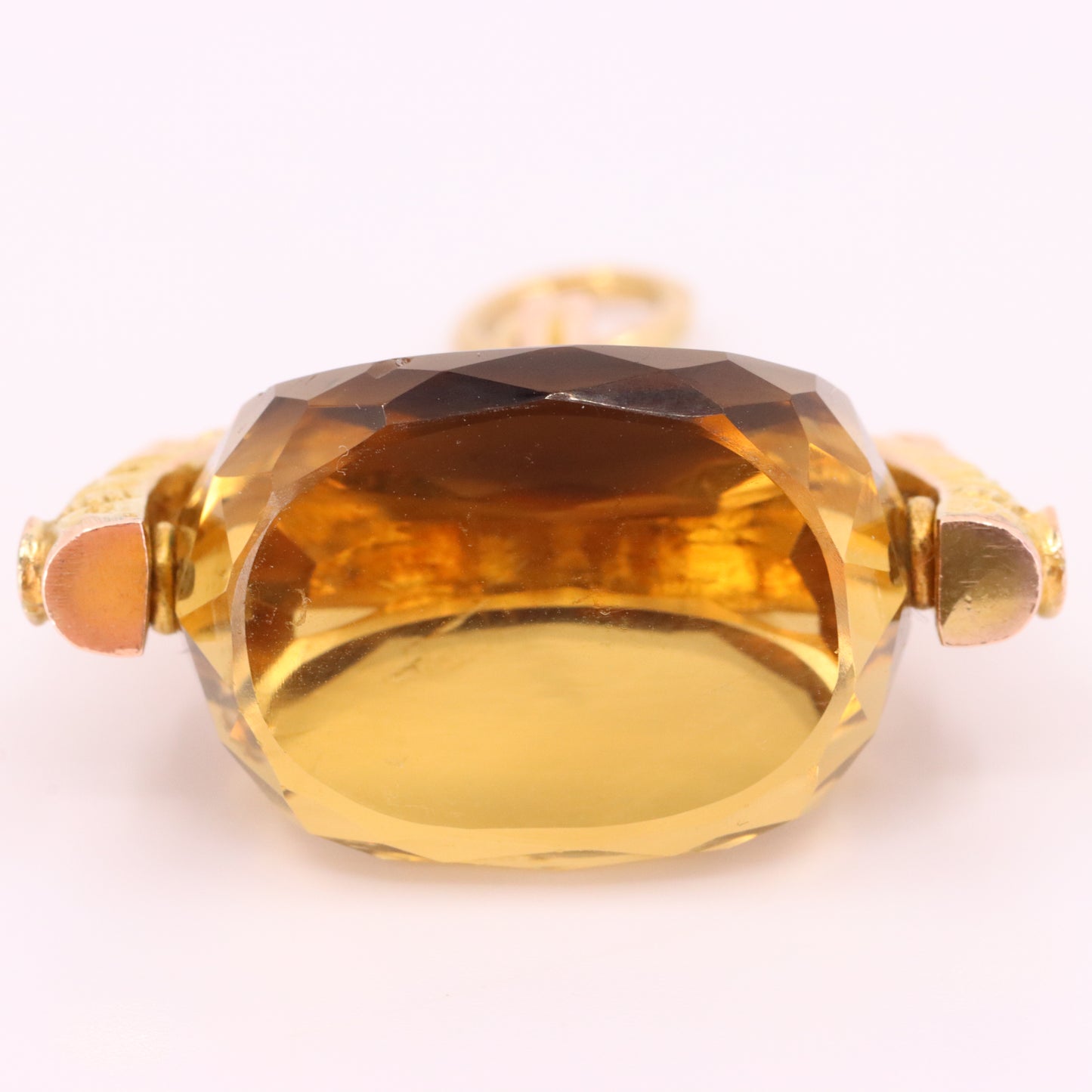 Antique 9ct Hallmarked Yellow Gold Citrine Spinner Fob Pendant Charm Gift