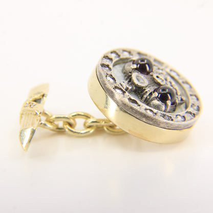 Antique Russian 14ct Gold Platinum Ruby Diamond Crown Cufflinks Boxed Gift