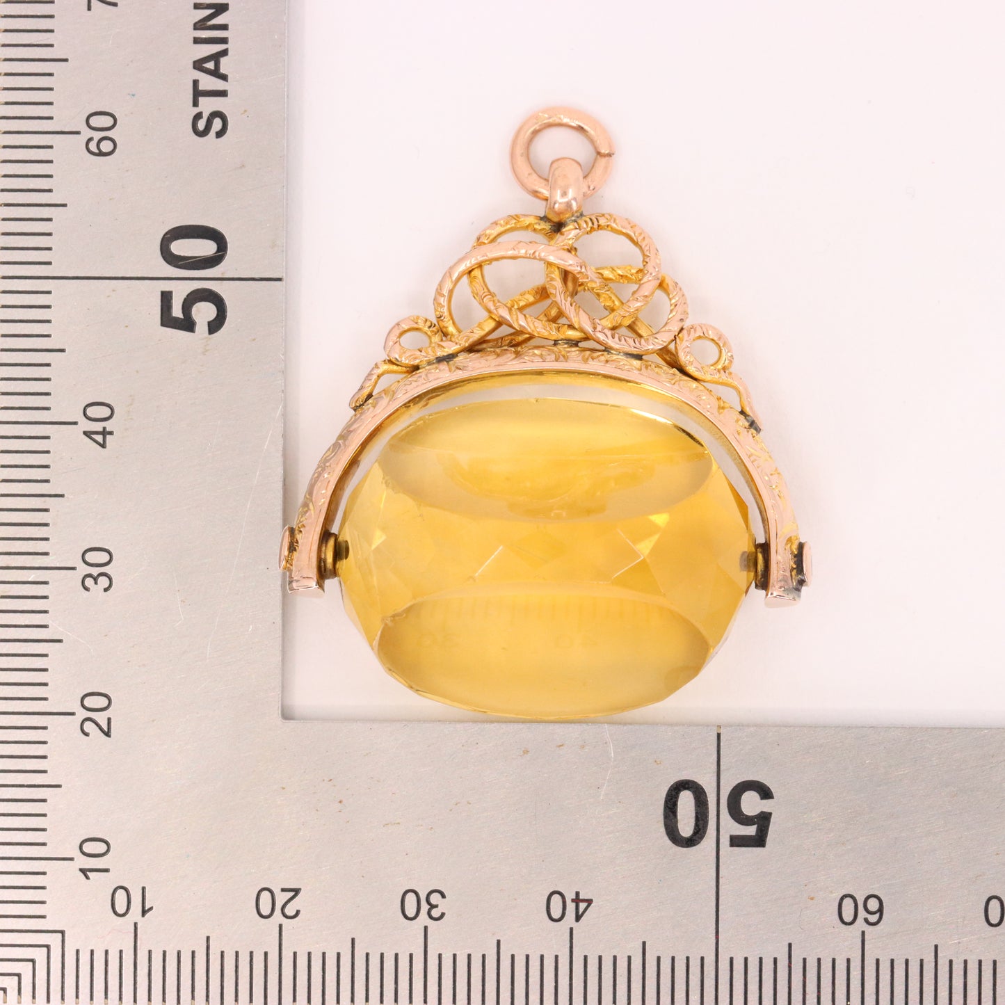 Antique 9ct Hallmarked Citrine Spinner Fob Pendant Yellow Gold Watch Fob Gift