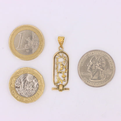 Vintage 18ct Yellow Gold Egyptian Hieroglyphics Pendant Ancient Egypt Charm Gift