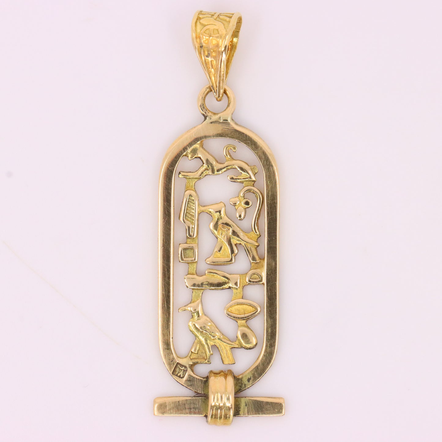 Vintage 18ct Yellow Gold Egyptian Hieroglyphics Pendant Ancient Egypt Charm Gift
