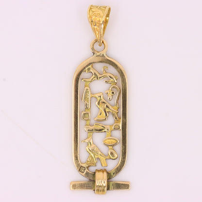 Vintage 18ct Yellow Gold Egyptian Hieroglyphics Pendant Ancient Egypt Charm Gift