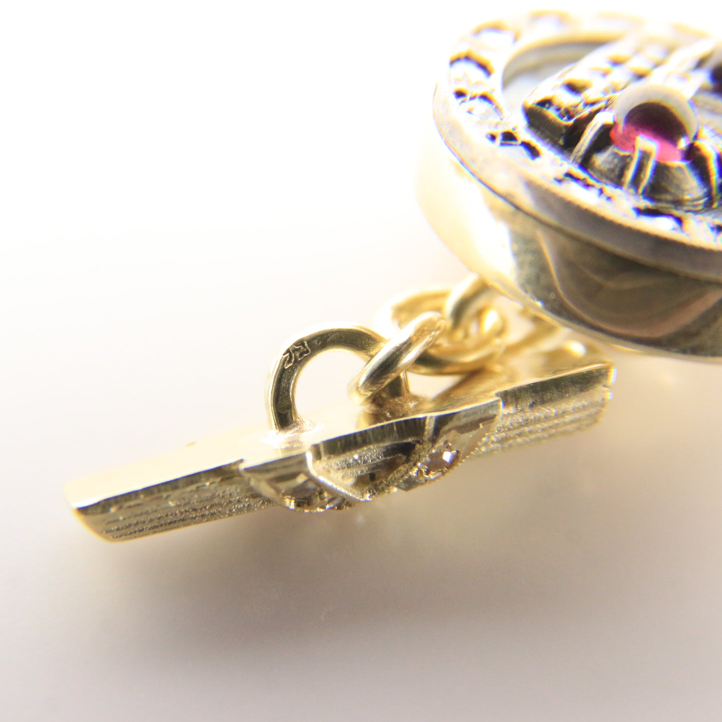 Antique Russian 14ct Gold Platinum Ruby Diamond Crown Cufflinks Boxed Gift